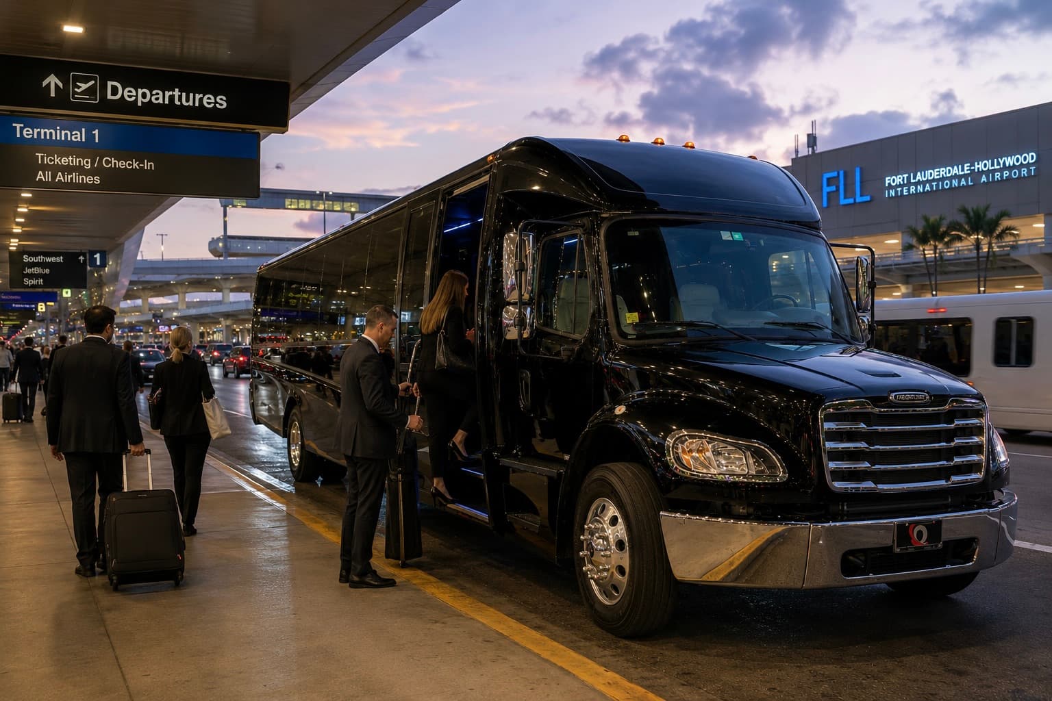 Miami Bus Company mini coach for a Fort Lauderdale airport group transfer