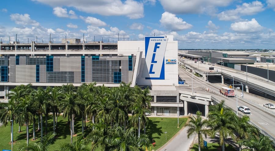 Aerial view of the Fort Lauderdale–Hollywood International Airport terminal